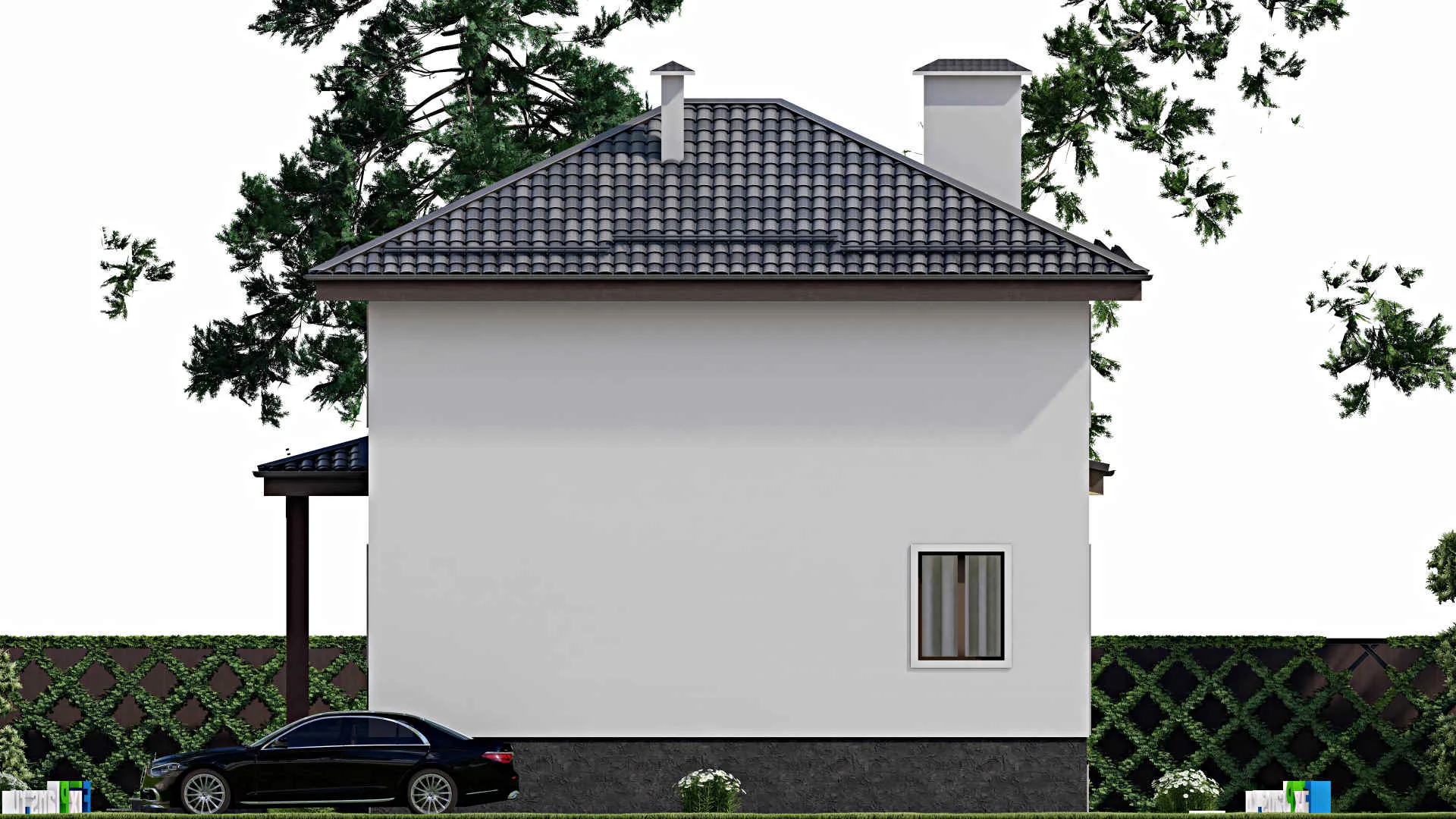 F-11150 - Проект двухэтажного дома 11 на 11, площадью 190 м² с террасой, цокольным этажом и 5 спальнями