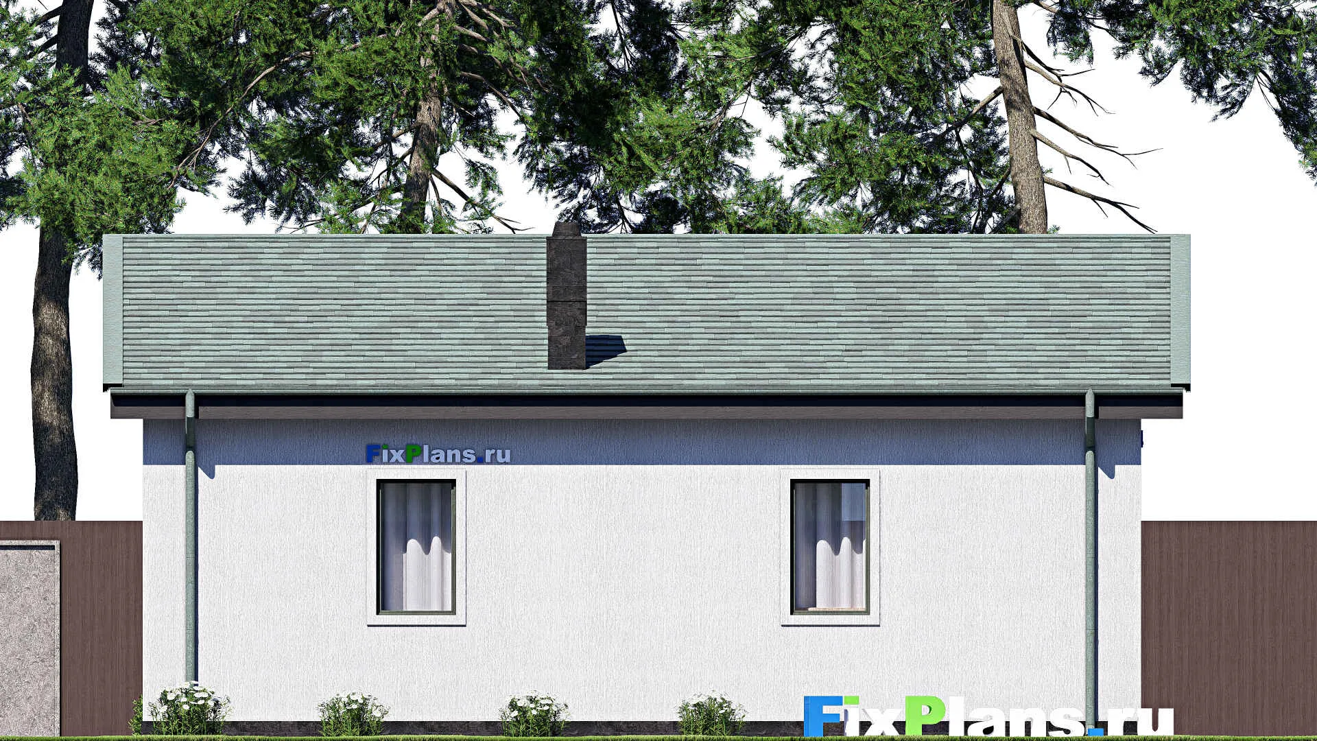 F-17522 - План одноэтажного дома 10 на 11, площадью 90 м² с 1 спальнями