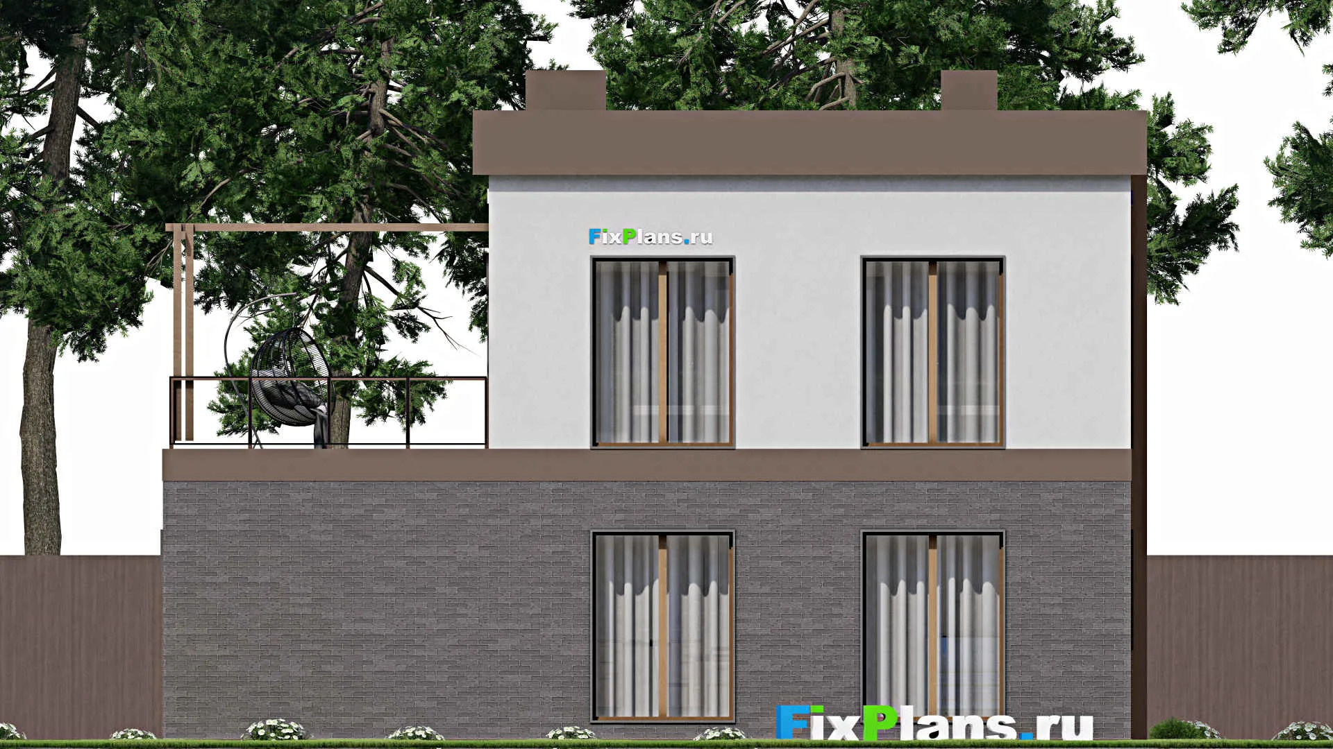 F-9197 - Проект двухэтажного дома 11 на 12, площадью 180 м² с балконом, гаражом на 1 машину и 3 спальнями