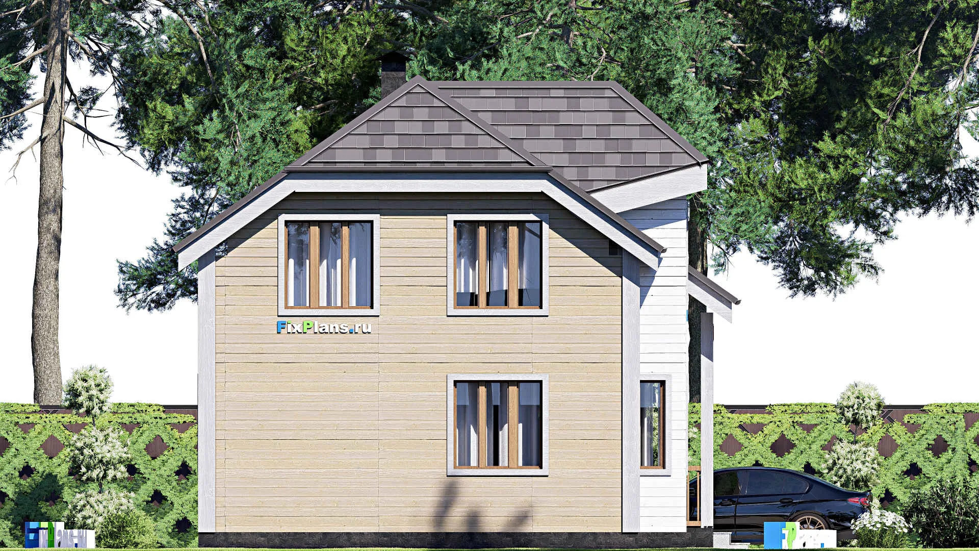 F-17477 - Планы дома с мансардой 9 на 9, площадью 90 м² с 4 спальнями